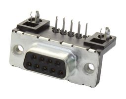 AMPHENOL COMMUNICATIONS SOLUTIONS D09S13A4GL00LF D-SUB CONNECTOR, R/A, RCPT, 9POS, TH