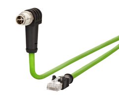 METZ CONNECT 142M2X5B020 SENSOR CORD, 8P M12 PLUG-RJ45 PLUG, 2M