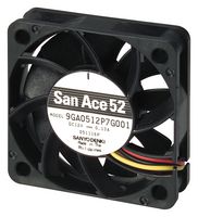 SANYO DENKI 9GA0524P7G001 DC AXIAL FAN, 17.7CU.FT/MIN, BALL, 52MM