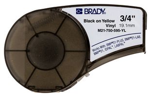 BRADY M21-750-595-YL TAPE, 19.05MMX6.4M, VINYL FILM, BLK/YEL