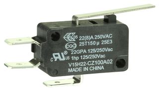 HONEYWELL V15H22-CZ100A02 MICROSW, SPDT, STRAIGHT LEVER, 22A, 250V