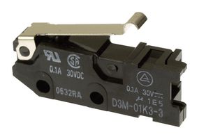 OMRON D3M-01K3-3 MICROSW, SPDT, 0.1A, 30VDC, 51GF, QC