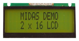 MIDAS DISPLAYS MC21605FA6WE-SPTLY LCD MODULE, 16 X 2, COB, 4.67MM, STN