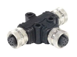 BULGIN LIMITED PXPPVC12TSFF04AFBBFB SENSOR SPLITTER, 4P M12 RCPT-2XM12 RCPT