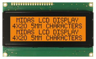 MIDAS DISPLAYS MD42005C6W-FPTLRGB LCD DISPLAY, COB, 20 X 4, FSTN, 5V ROHS COMPLIANT: YES