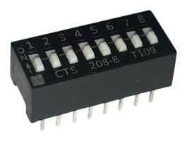 CTS 208-8 DIP SWITCH, 0.1A, 50VDC, 8POS, THT