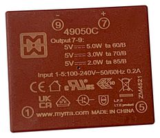 MYRRA 49050C POWER SUPPLY, AC-DC, 5V, 1A ROHS COMPLIANT: YES
