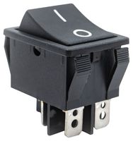 E-SWITCH R5ABLKBLKFF0 ROCKER SWITCH, DPST, 20A, 125VAC, PANEL