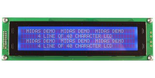 MIDAS DISPLAYS MC44005A6W-BNMLWS-V2 LCD MODULE, 40 X 4, COB, 4.89MM, BLU STN