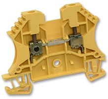 WEIDMULLER 102002 WDU2.5 YELLOW TERMINAL BLOCK, DIN RAIL, 2POS, 12AWG