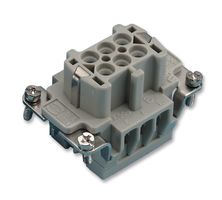 HARTING 09 33 006 2702 Heavy Duty Connector Insert, 6+PE, Less Contacts, Han E Series, 7, 2, Receptacle, Signal, 6B RoHS Compliant: Yes