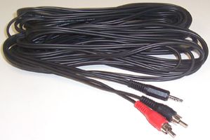 PRO SIGNAL JR8052/10M Audio / Video Cable Assembly, 3.5mm Stereo Jack Plug, Phono (RCA) Plug, x 2, 32 ft, 10 m, Black RoHS Compliant: No