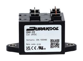DURAKOOL CHV-22 HVDC CONTACTOR, SPST-NO-DM, 20A, 24VDC