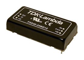 TDK-LAMBDA PXD40-24WD12 DC-DC CONVTR, 12V/-12V, 1.666A/-1.666A