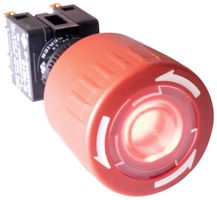 E-SWITCH E100-R11-H1KR E-STOP SW, SPST-NC, SPST-NO, 3A, 125VAC