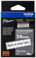 BROTHER TZES151 TAPE, LABEL PRINTER, BLK/CLR, 8MX24MM