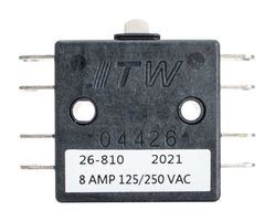 ITW SWITCHES 26-810 MICROSWITCH, DPDT-DB, 8A, 28VDC, 5N
