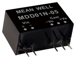 MEAN WELL MDD01N-12N DC-DC CONV, 12V/-12V, 0.042A/-0.042A ROHS COMPLIANT: YES