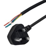 PWR CORD, BS 1363 UK-FREE END, BLACK, 8'