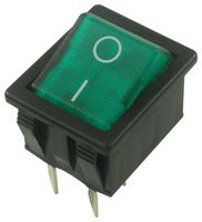 ARCOLECTRIC / BULGIN LIMITED C1353AT0/1GRN ROCKER SWITCH, DPST, 20A, 250VAC, GREEN