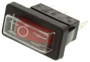 ARCOLECTRIC / BULGIN LIMITED C5503ALNEA ROCKER SWITCH, SPST, 20A, 250VAC, RED