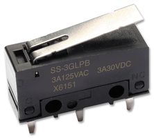 OMRON ELECTRONIC COMPONENTS SS-3GL13P Microswitch, SS-P Series, SPDT, Roller Lever, Solder, 3 A, 125 V RoHS Compliant: Yes
