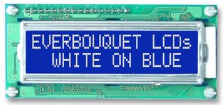 EVERBOUQUET MC16021E8-SBLW LCD MODULE, ALPHANUMERIC, 16X2