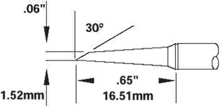 METCAL SMTC-0167 Soldering Iron Tip, Angled Faced, 1.52 mm RoHS Compliant: Yes