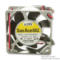 SANYO DENKI 109L0624H402 Axial Fan, Long Life, 60L Series, 24 VDC, 60 mm, 25 mm, 18.7 cu.ft/min, 0.53 m3/min RoHS Compliant: Yes
