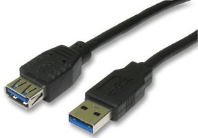 PRO SIGNAL PSG91611 LEAD, USB3.0 A MALE-A FEMALE 0.5M BLACK ROHS COMPLIANT: YES