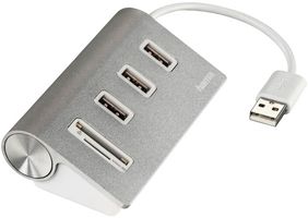 HAMA 00054142 USB 2.0 HUB/CARD READER, "ALUMINIUM" ROHS COMPLIANT: YES