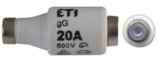 MULTICOMP PRO 2312406 Industrial / Power Fuse, Class gG / gL, 400 V, 500 V, 20 A, 22mm x 50mm, 0.87" x 1.97" RoHS Compliant: Yes