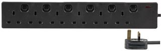 PRO ELEC 1268 (1N) 2M BLK EXTENSION LEAD 6 GANG 2M BLACK ROHS COMPLIANT: YES