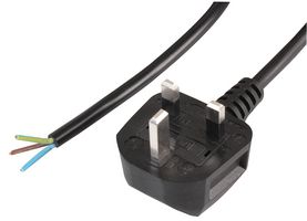 PRO ELEC PEL01286 UK PLUG TO OPEN END 1MM BLACK 1M
