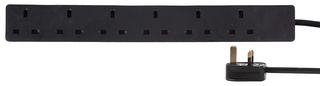 PRO ELEC PELB1996 EXTENSION LEAD SIX GANG BLACK 7.5M