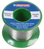DURATOOL D03341 HILO SOLDADURA, SN/ CU, 0.7MM, 50G