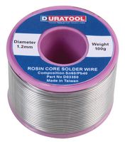 DURATOOL D03350 SOLDER WIRE, SN60-PB40, 1.2MM, 100G REEL
