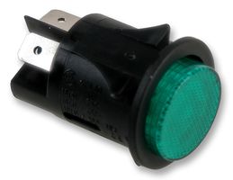 PB SWITCH, DPST, 16A, 250V, PANEL, GREEN