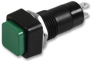 MULTICOMP PRO MCPS23A-6 PUSHBUTTON SWITCH, SPST, 1A, 250V, GREEN