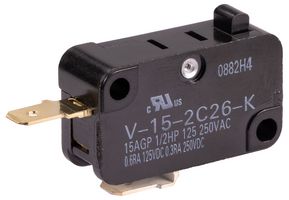 OMRON ELECTRONIC COMPONENTS V-15-2C26-K BY OMI MICROINTERRUP SPST-NC 15A/250VAC 3.92N