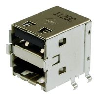 MOLEX 67298-3090 USB Stacked Connector, USB Type A, USB 2.0, 4 Positions, Right Angle, Phosphor Bronze