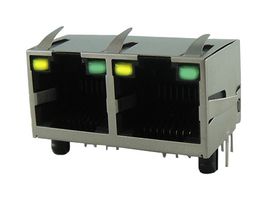 AMPHENOL COMMUNICATIONS SOLUTIONS RJE392886410 Modular Connector, RJ45 Jack, 1 x 2 (Ganged), 8P8C, Through Hole Mount