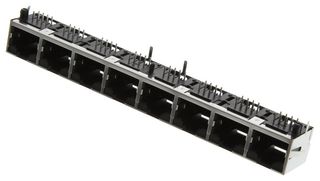 AMPHENOL COMMUNICATIONS SOLUTIONS RJE398881400 Modular Connector, RJ45 Jack, 1 x 8 (Ganged), 8P8C, Through Hole Mount