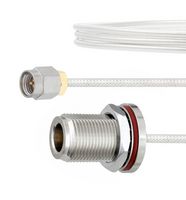 FAIRVIEW MICROWAVE FMCA2129-48 SMA MALE TO N FEMALE BULKHEAD CABLE FM-SR086TB COAX IN 48 INCH WITH LF SOLDER