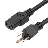 L-COM OWN515C13-15-6F Mains Power Cord, NEMA 5-15P to IEC 60320 C13, 1.83 m, 15 A, 125 V, Black