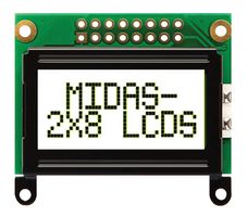 MIDAS DISPLAYS MC20805B6W-FPTLW-V2 Alphanumeric LCD, 8 x 2, 5V, English, Japanese, Transflective