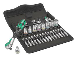 WERA 05004016001 Ratchet Set, 1/4" Drive, Sockets, Phillips/Pozidrive/Torx/Hex Bits, Extensions/Adaptor, 28Pc