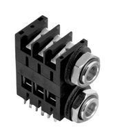 AMPHENOL AUDIO ACJS-MHD Phone Audio Connector, 3 Contacts, Jack, 6.35 mm, PCB Mount, Tin Plated Contacts, Plastic Body