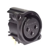 AMPHENOL AUDIO AC3FAHL2-AU-PRE XLR Connector, 3 Contacts, Receptacle, Panel PCB Mount, Gold Plated Contacts, Plastic Body