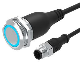 EAO 82-665A.1124 Vandal Resistant Switch, Ring Illuminated, 24V LED, 82 Series, 22 mm, SPDT, Momentary